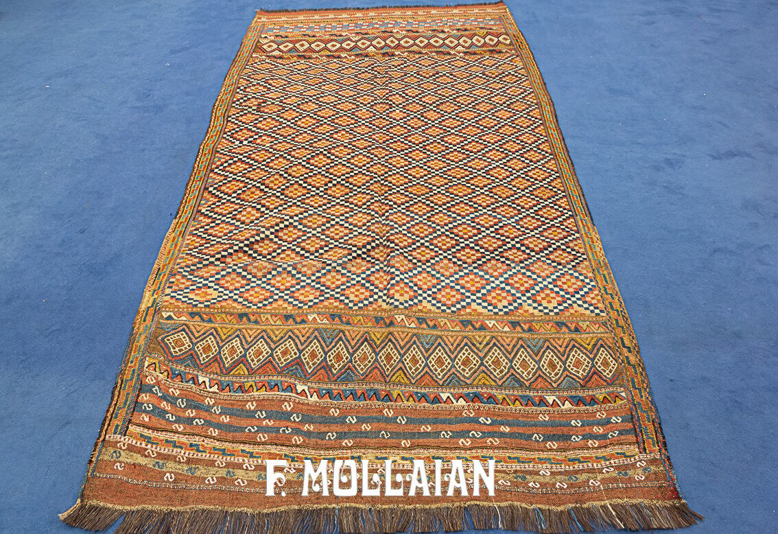 Bellissimo Antico Kilim Shahsavan Con Disegno Geometrico n°:16691881